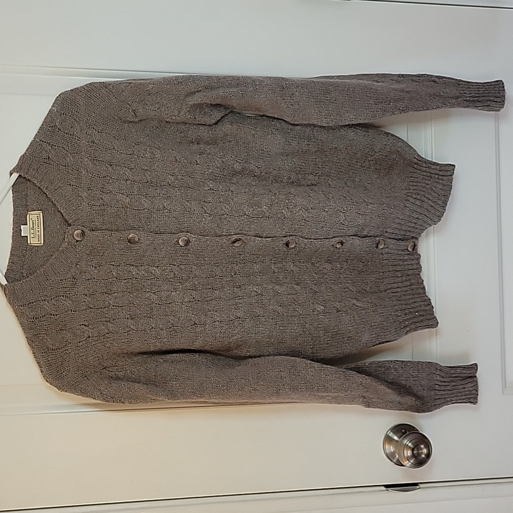 Vintage LL Bean 80s England Cardigan Sweater Shetland Mohair Wool